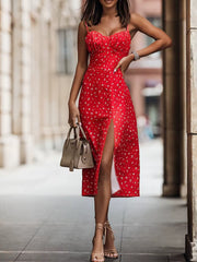Summer Sexy Midi Dress Women Fashion White Floral Print Backless Beach Sundresses Casual Slim Slit Sleeveless Dress 2025 New