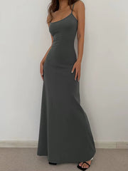 2025 Summer Women'S New Fashion Simple Temperament Suspender Long Backless Slim Waisted Sexy Sweet and Spicy Casual Dresses