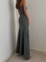2025 Summer Women'S New Fashion Simple Temperament Suspender Long Backless Slim Waisted Sexy Sweet and Spicy Casual Dresses